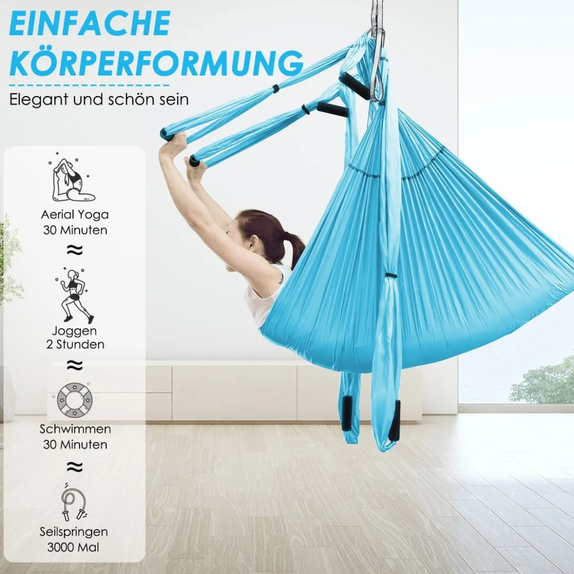 Aerial Yoga Hängematte Set Yoga Schaukel Air Fliegen Hängematte Rosa/Blau/Lila/Hellblau