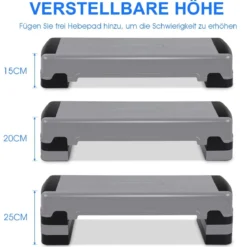 Aerobic Stepper mit 4 abnehmbaren Stufen höhenverstellbare Stufenplattform Fitness Stepper Grau