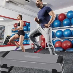 Aerobic Stepper mit 4 abnehmbaren Stufen höhenverstellbare Stufenplattform Fitness Stepper Grau