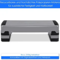 Aerobic Stepper mit 4 abnehmbaren Stufen höhenverstellbare Stufenplattform Fitness Stepper Grau