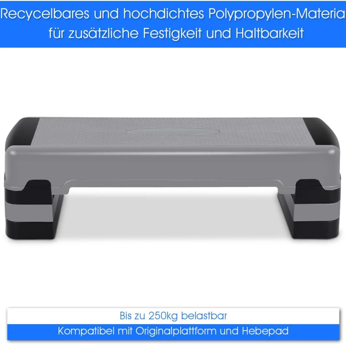Aerobic Stepper mit 4 abnehmbaren Stufen höhenverstellbare Stufenplattform Fitness Stepper Grau