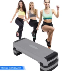 Aerobic Stepper mit 4 abnehmbaren Stufen höhenverstellbare Stufenplattform Fitness Stepper Grau