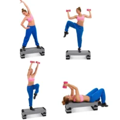 Aerobic Stepper mit 4 abnehmbaren Stufen höhenverstellbare Stufenplattform Fitness Stepper Grau