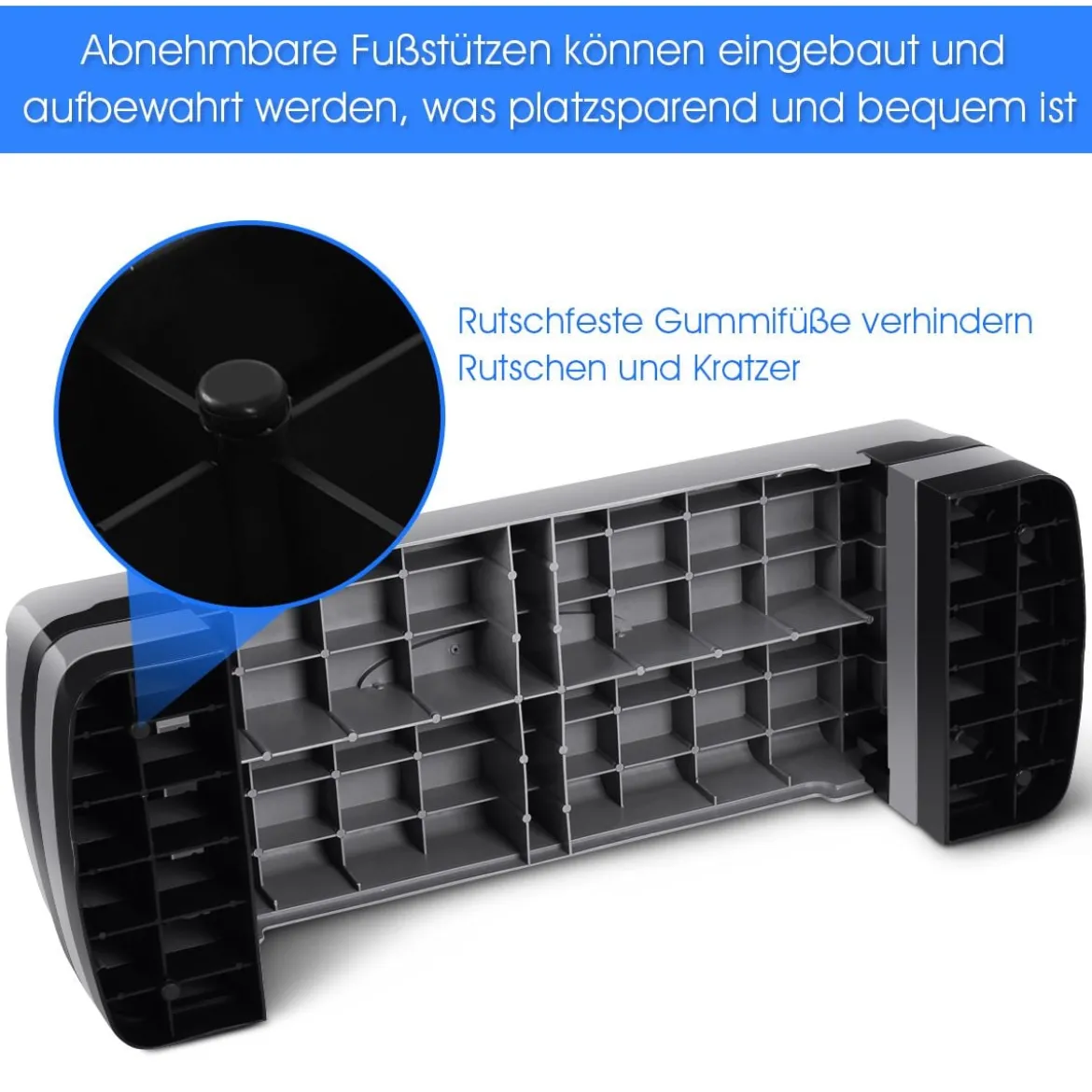 Aerobic Stepper mit 4 abnehmbaren Stufen höhenverstellbare Stufenplattform Fitness Stepper Grau