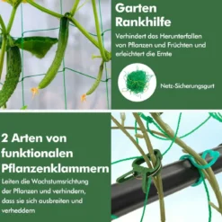 A-förmige Gurke Rankhilfe mit Gartennetz & Pflanzenclips Metall Pflanzenhalter Rankgitter