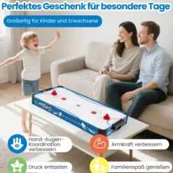 Airhockey Tisch mit 12V Motor & 2 Pucks & 2 Schieber Elektrischer Air Hockey Spieltisch Lufthockey