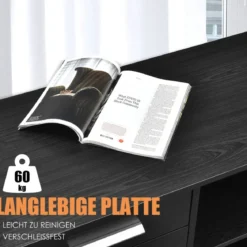 Aktenschrank mit 3 Schubladen Mobiler Büroschrank auf Rädern 81 x 41 x 66 cm Schwarz