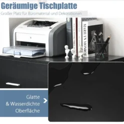 Aktenschrank mit 2 Schubladen strapazierfähiger Druckerständer aus Holz Ordnerschrank für Dokumente