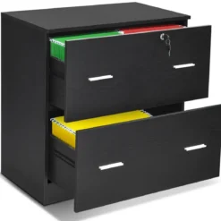 Aktenschrank mit 2 Schubladen strapazierfähiger Druckerständer aus Holz Ordnerschrank für Dokumente