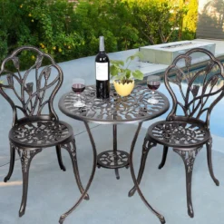 Alu Balkonset Bistroset Gartenmöbel Tisch mit 2 Stühle Sitzgruppe Balkonmöbel