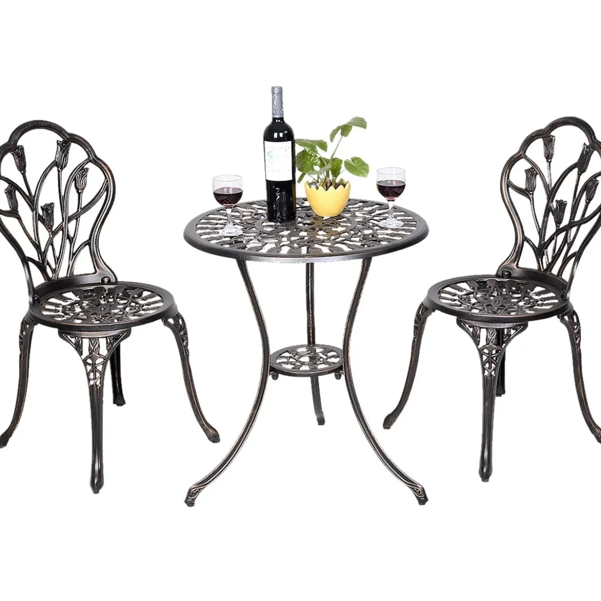 Alu Balkonset Bistroset Gartenmöbel Tisch mit 2 Stühle Sitzgruppe Balkonmöbel