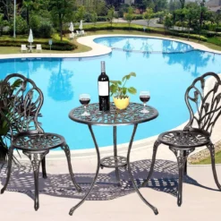 Alu Balkonset Bistroset Gartenmöbel Tisch mit 2 Stühle Sitzgruppe Balkonmöbel