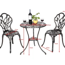 Alu Balkonset Bistroset Gartenmöbel Tisch mit 2 Stühle Sitzgruppe Balkonmöbel