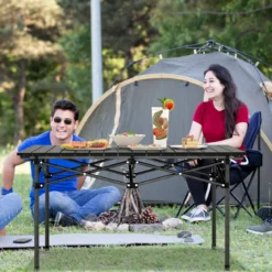 Aluminium Campingtisch für 4-6 Personen klappbarer Picknicktisch mit Tragetasche Schwarz