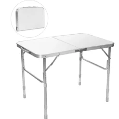 Aluminium-Klapptisch Multifunktionaler Camping-Tisch mit 3 einstellbaren Positionen Weiß