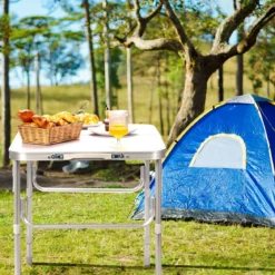 Aluminium-Klapptisch Multifunktionaler Camping-Tisch mit 3 einstellbaren Positionen Weiß