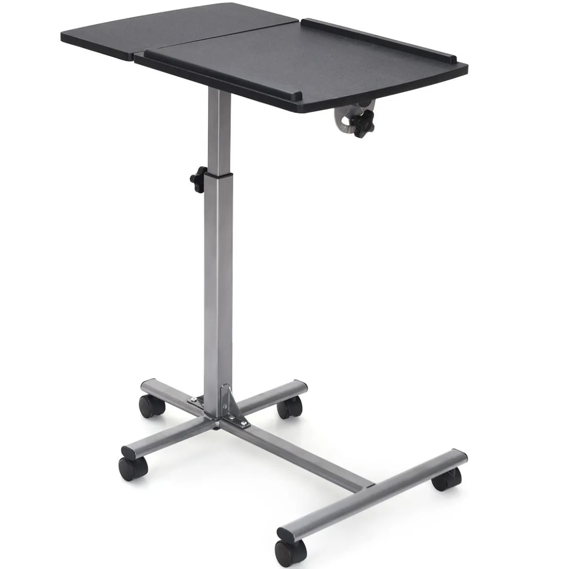 Anpassbarer Laptop Computertisch Laptoptisch mit 5 Rollen Höhe/Winkel verstellbar Silber + Schwarz
