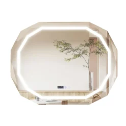 Antibeschlag Badspiegel mit 3-farbigem LED-Licht & Speicherfunktion & Zeit- & Temperaturablesung