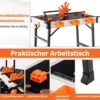 Arbeitstisch klappbar Werkbank mit 2 Schnellklemmen 3 Werkzeugkästen & Metallrahmen