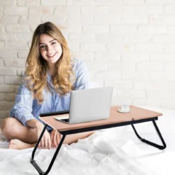 Arbeitstisch Laptoptisch Notebooktisch Betttisch Betttablett Tisch Faltbar Lapdecks Natur+Schwarz
