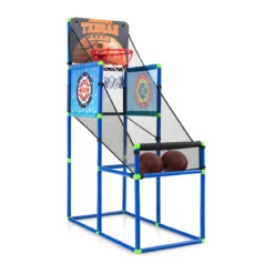 Arcade Basketball Spielset mit Anzeigetafel & Soundeffekt inkl. 2 Basketbälle & Pumpe Blau