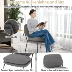 Armlehnlose Akzentstuhl mit Bezug aus Teddy-Fleece & Hohem Rücken Sessel Freizeitstuhl