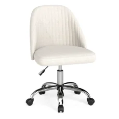 Armloser Drehstuhl Höhenverstellbarer Schminkstuhl Bürostuhl Homeoffice Stuhl Beige