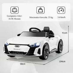 Audi RS Kinder Elektroauto mit 2,4 G Fernbedienung mit Musik und Scheinwerfer Weiß