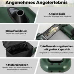 Aufbelasbares Fischerboot Schlauchboot Angelboot mit Rückenlehne Paddelboot 157 x 114 x 35 cm
