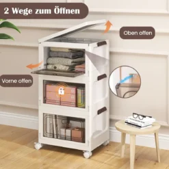 Aufbewahrungsbox mit Deckel faltbar Boxen Aufbewahrung 3er Set Kunststoffbox stapelbar Weiß (75 L)