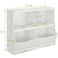 Aufbewahrungsregal mit Behältern Spielzeugregal für Kinder 105,5 x 39,5 x 84 cm Weiß