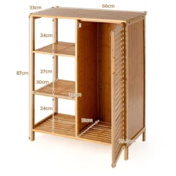 Aufbewahrungsschrank Mehrzweckschrank aus Bambus Badschrank mit 3-stufiges offenes Regal & Schrank Kommode