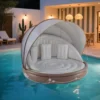 Aufblasbare Badeinsel mit einziehbarem Dach Schwimminsel mit 3 bequemen Kissen SPF 50+