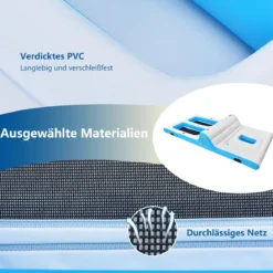 Aufblasbare Badeinsel mit 130W Luftpumpe für 4 Erwachsene 366 x 197 x 66 cm Weiß + Blau