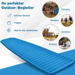 Aufblasbare Camping-Schlafmatte Wasserdichte Schlafunterlage 197 x 63 x 7 cm Blau