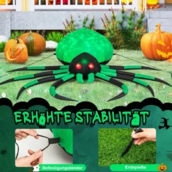 Aufblasbare Halloween-Spinne mit Rotierendem LED-Lichter Gruselige Spinnendekoration