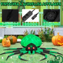 Aufblasbare Halloween-Spinne mit Rotierendem LED-Lichter Gruselige Spinnendekoration