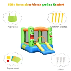 Aufblasbare Hüpfburg Kinderspielhaus mit Rutsche Springburg Trampolin Spielburg 270 x 203 x 173 cm Bunt