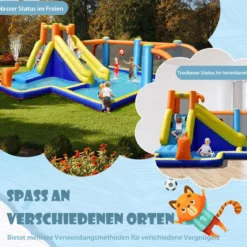 Aufblasbare Hüpfburg mit Gebläse Riesige Aufblasbare Wasserrutsche im Fußball Design Bunt