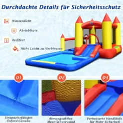 Aufblasbare Hüpfburg mit Gebläse & Rutsche & Bällebad & Basketball-Ring & Planschbecken