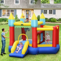 Aufblasbare Hüpfburg mit Rutsche Aufblasbares Trampolin 313 x 301 x 245 cm Bunt
