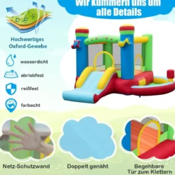 Aufblasbare Hüpfburg mit Rutsche & Sprungbereich & Basketballkorb Spielburg