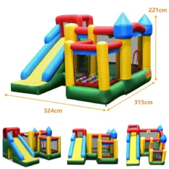 Aufblasbare Hüpfburg mit Rutsche Kinder Hüpfschloss Spielburg Outdoor 324 x 315 x 221 cm Bunt