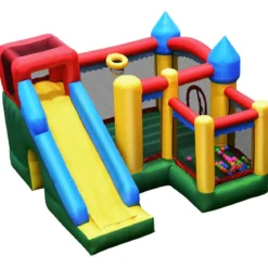 Aufblasbare Hüpfburg mit Rutsche Kinder Hüpfschloss Spielburg Outdoor 324 x 315 x 221 cm Bunt
