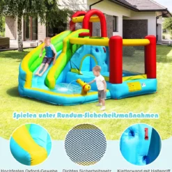 Aufblasbare Hüpfburg mit Rutsche Sprungbereich Springburg Spielpool 320 x 305 x 213 cm
