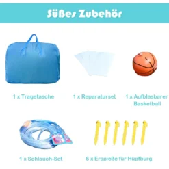 Aufblasbare Hüpfburg mit Rutsche Sprungbereich Springburg Spielpool 320 x 305 x 213 cm