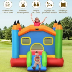 Aufblasbare Hüpfburg mit Rutsche Springburg Aufblasbares Trampolin Spielburg Outdoor 273x273x228cm