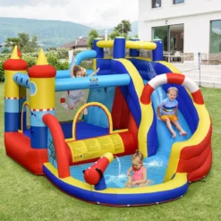 aufblasbare Hüpfburg mit 450W Gebläse Hüpfburg für Kinder im Schiffsstil für den Garten Bunt