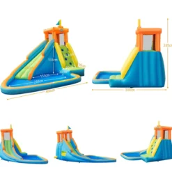Aufblasbare Hüpfburg mit 450W Gebläse Wasserspielcenter Hüpfburg für Kinder 400 x 300 x 265 cm Bunt