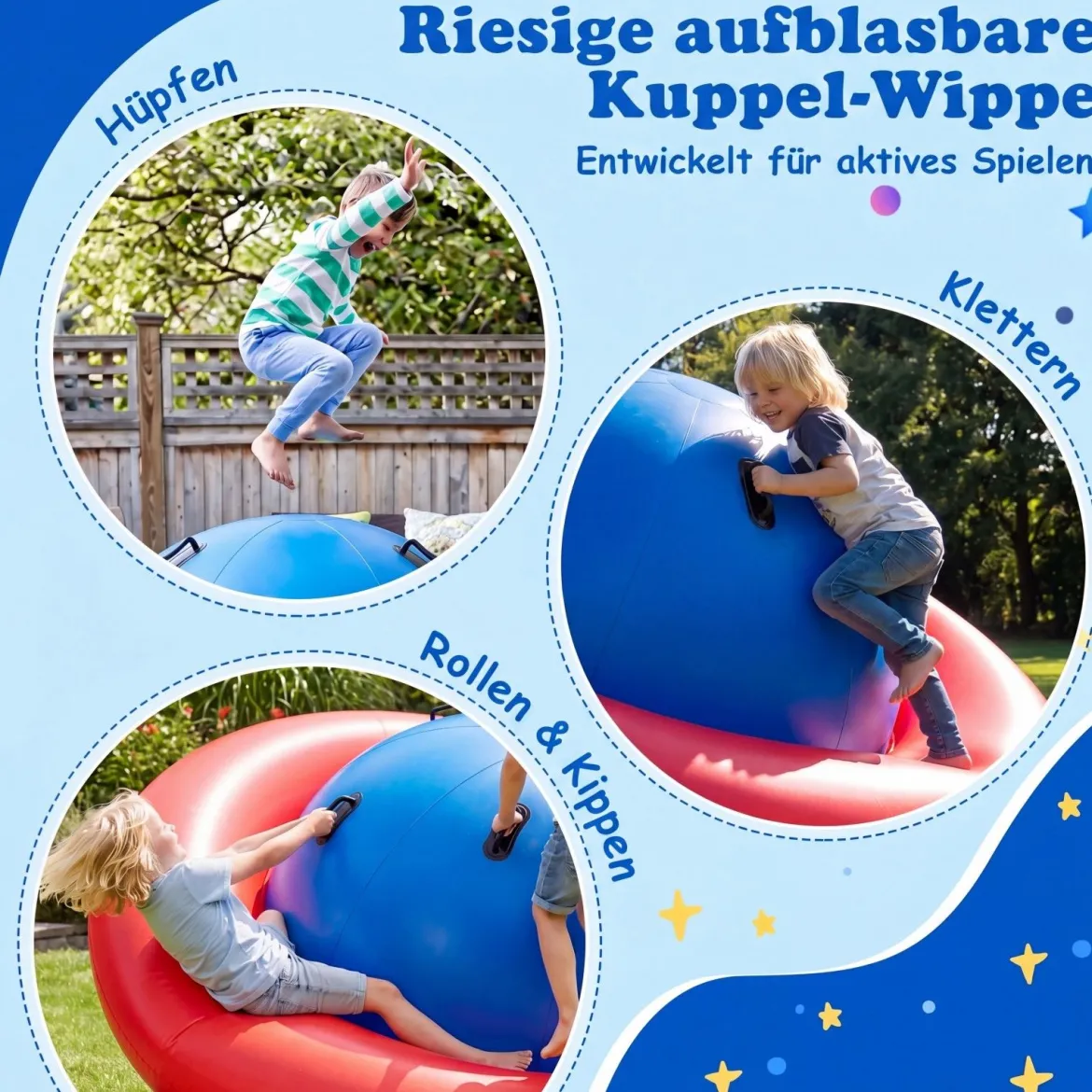 Aufblasbare Kuppelwippe zum Rollen & Neigen & Klettern & Hüpfen Kinderwippe